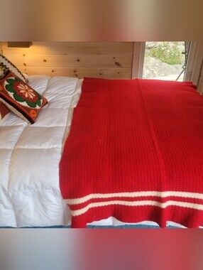 Handknit Wool Blend Throw Blanket
